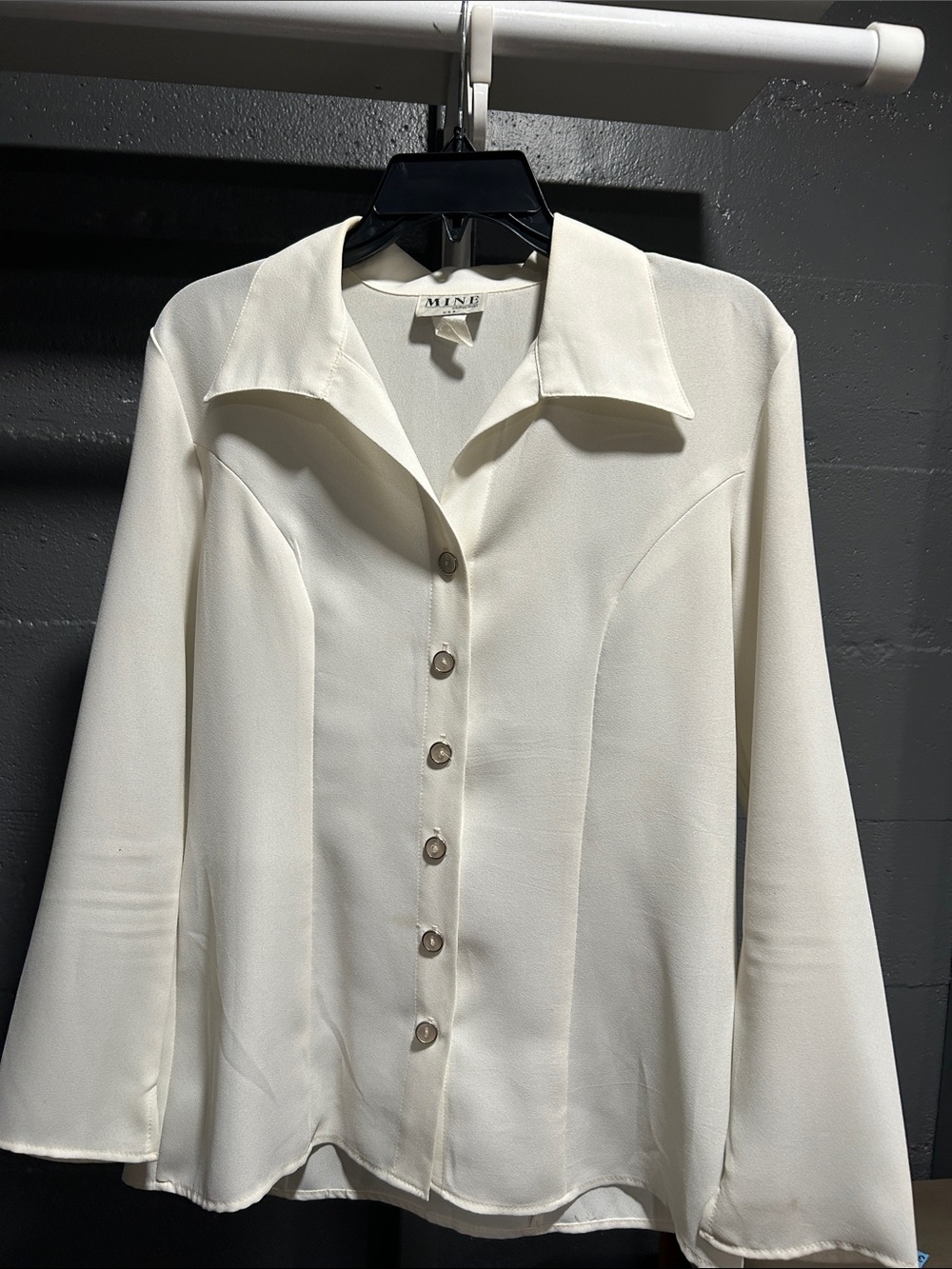 Mine Cream Button-Down Shirt with Notched Collar